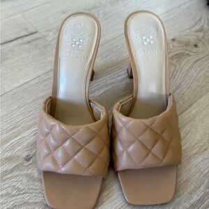 Vince Camuto Tan Quilted Mules